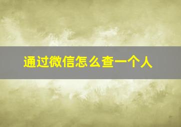 通过微信怎么查一个人