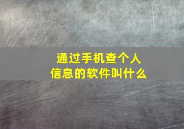 通过手机查个人信息的软件叫什么