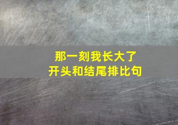 那一刻我长大了开头和结尾排比句