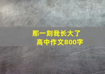 那一刻我长大了高中作文800字