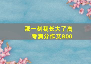 那一刻我长大了高考满分作文800