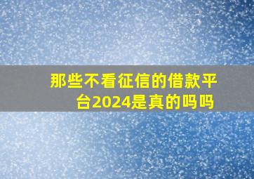 那些不看征信的借款平台2024是真的吗吗