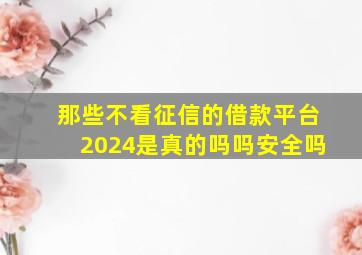 那些不看征信的借款平台2024是真的吗吗安全吗