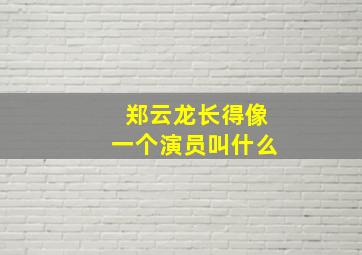 郑云龙长得像一个演员叫什么