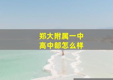 郑大附属一中高中部怎么样