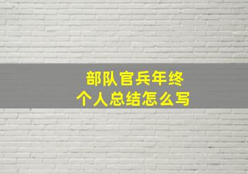 部队官兵年终个人总结怎么写