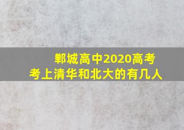 郸城高中2020高考考上清华和北大的有几人