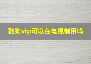 酷狗vip可以在电视端用吗