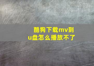 酷狗下载mv到u盘怎么播放不了