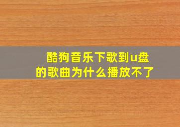 酷狗音乐下歌到u盘的歌曲为什么播放不了