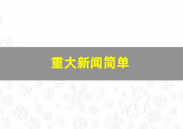 重大新闻简单