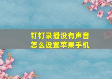 钉钉录播没有声音怎么设置苹果手机