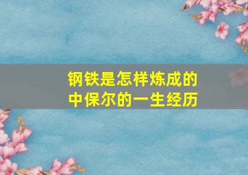 钢铁是怎样炼成的中保尔的一生经历