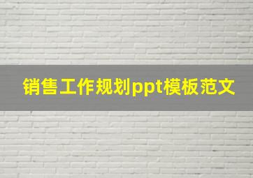 销售工作规划ppt模板范文