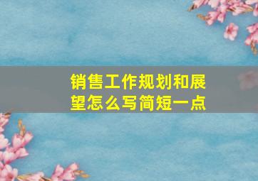 销售工作规划和展望怎么写简短一点