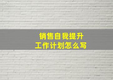 销售自我提升工作计划怎么写