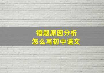 错题原因分析怎么写初中语文