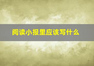 阅读小报里应该写什么