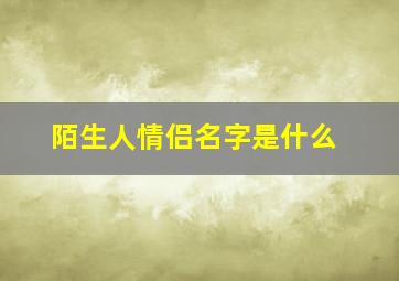 陌生人情侣名字是什么