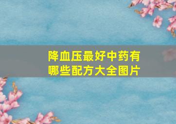 降血压最好中药有哪些配方大全图片