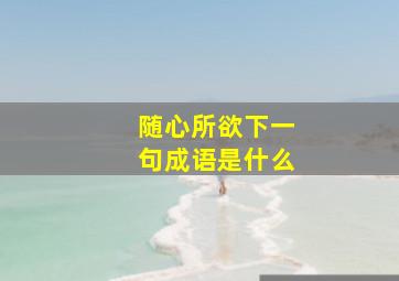 随心所欲下一句成语是什么