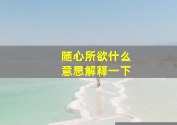 随心所欲什么意思解释一下