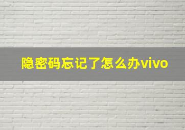 隐密码忘记了怎么办vivo