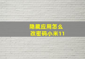 隐藏应用怎么改密码小米11