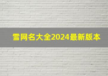 雪网名大全2024最新版本