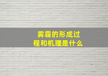 雾霾的形成过程和机理是什么