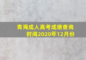 青海成人高考成绩查询时间2020年12月份