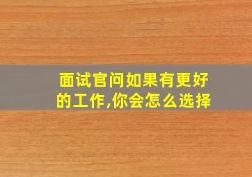 面试官问如果有更好的工作,你会怎么选择