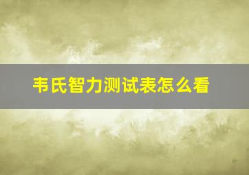 韦氏智力测试表怎么看