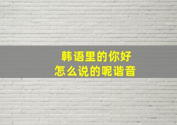 韩语里的你好怎么说的呢谐音