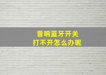 音响蓝牙开关打不开怎么办呢