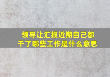 领导让汇报近期自己都干了哪些工作是什么意思