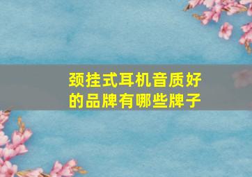 颈挂式耳机音质好的品牌有哪些牌子