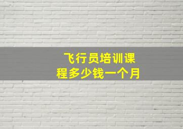 飞行员培训课程多少钱一个月