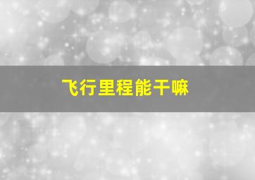 飞行里程能干嘛