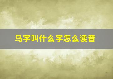 马字叫什么字怎么读音