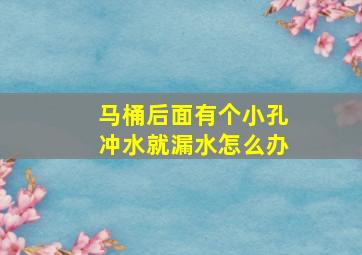 马桶后面有个小孔冲水就漏水怎么办