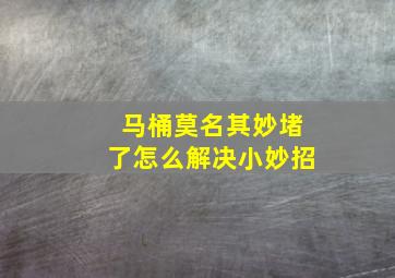 马桶莫名其妙堵了怎么解决小妙招