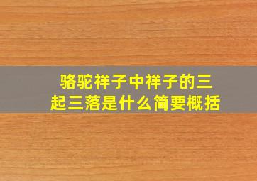 骆驼祥子中祥子的三起三落是什么简要概括