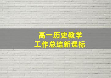 高一历史教学工作总结新课标