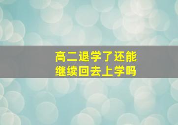 高二退学了还能继续回去上学吗