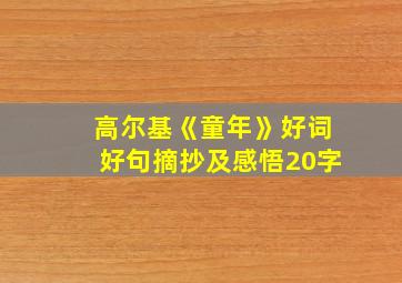 高尔基《童年》好词好句摘抄及感悟20字