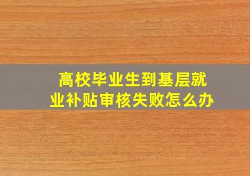 高校毕业生到基层就业补贴审核失败怎么办