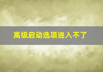 高级启动选项进入不了