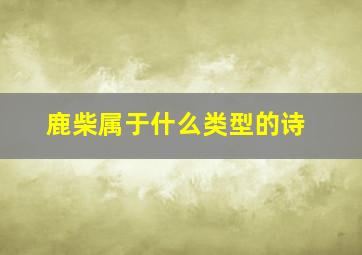 鹿柴属于什么类型的诗