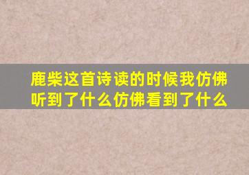 鹿柴这首诗读的时候我仿佛听到了什么仿佛看到了什么